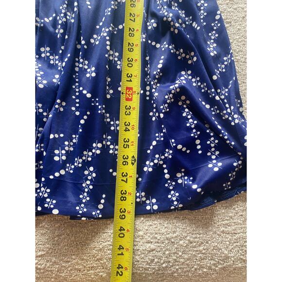 VTG 1960s Handmade Womens SMALL White/Blue Sleeveless A-Line DRESS Poly - Picture 15 of 16